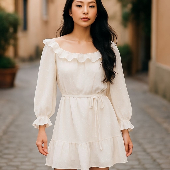 Polly White Ruffle Dress - Picture 6 of 6